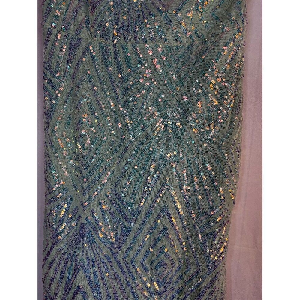 Speechless Womens Strapless Gown Size 11 Mint Green Sequin Maxi Prom Formal - Picture 5 of 11
